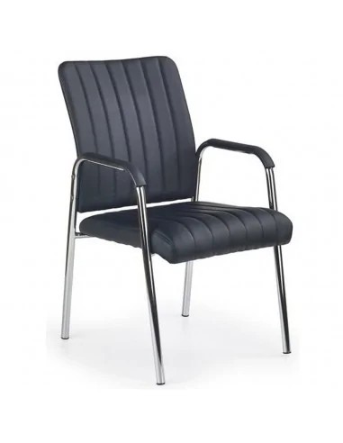 Scaun vizitator HM Vigor, Piele ecologica, Suport lombar, Sarcina max 120 kg, Negru
