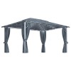 Pavilion cu perdele &amp; siruri lumini LED antracit 4x3m aluminiu