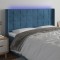 Tăblie de pat cu LED, albastru &icirc;nchis, 183x16x118/128cm catifea