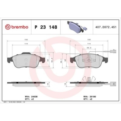 Placute frana Alfa Romeo Giulietta (940) 04.10-12.20, Giulietta Box / Liftback (940) 04.11-12.20, Fata, BREMBO foto