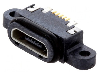 Soclu USB Micro B 5 pini aurit IPX7 USB 2.0 foto