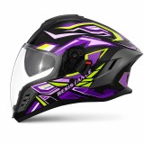 Cumpara ieftin Casca Moto/Scuter Integrala FIXATO Raptor, Protectie UV, Viziera Dubla, Design Sportiv, Negru cu Mov, XL 61-62cm