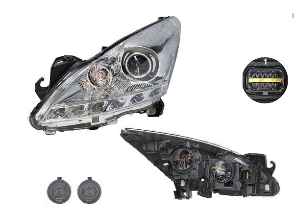 Far Peugeot 3008, 05.2011-10.2013 , 5008, 05.2011-10.2013, fata, Stanga, hybrid, cu LED daytime running light; H9+LED; electric; cu motor; cu becuri;