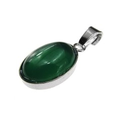 Pandantiv argint cu agat verde natural 14x10 MM