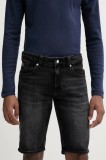 Tommy Jeans pantaloni scurți jeans barbati, culoarea negru, DM0DM20945