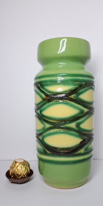 240430.1- Vaza ceramica smălțuita Germania de Est anii 60 Mid Century vintage