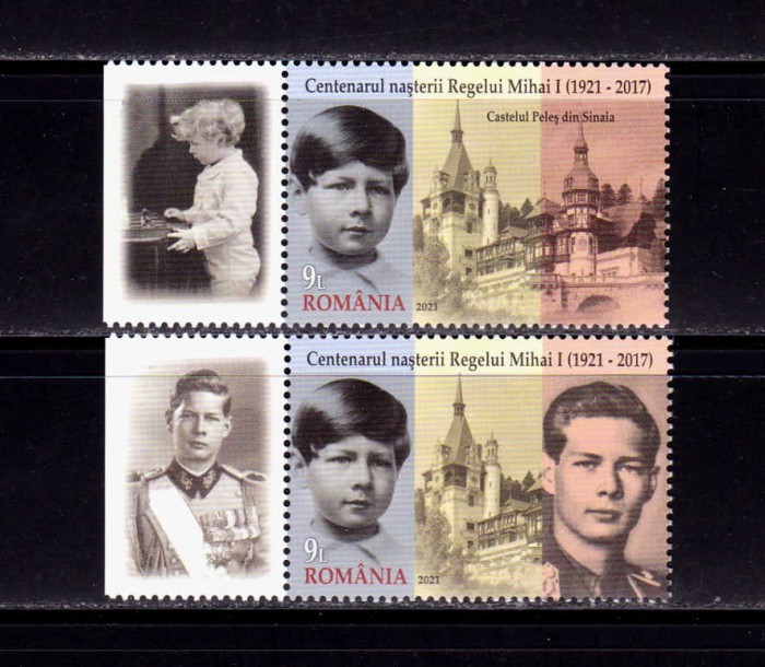 ✅RO 2021 , LP 2343 ,&quot;Cent. nasterii Regelui Mihai I&quot;,serie+diferite tabs-uri, diferite pozitii ,MNH