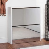 vidaXL Pantofar cu oglindă, 2 niveluri, alb extralucios, 63x17x67 cm 342631