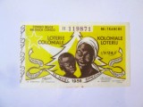 Rar! Bilet aUNC de 21 Francs Loteria Colonială Congo-ul Belgian ediția specială de Crăciun 1958,produsul din imagini