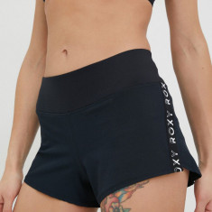 Roxy pantaloni scurți de alergare Bold Moves femei, culoarea negru, cu imprimeu, medium waist