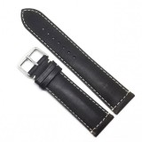 Cumpara ieftin Curea Ceas Piele Naturala Neagra 20mm 22mm Hcraft Cusatura Galbena Catarama Argintie