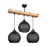 Cumpara ieftin Lustra cu trei lumini PWL-1120, E27 negru-natural, 50x20x63 cm