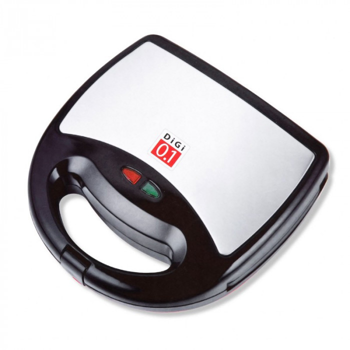 Sandwich Maker Digi 0.1, 750 W, LED, maner ergonomic, Negru/Argintiu