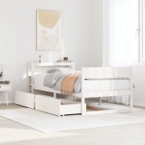 VidaXL Cadru de pat fără saltea, alb, 75x190 cm, lemn masiv de pin
