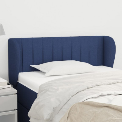 vidaXL Tăblie de pat cu aripioare, albastru, 103x23x78/88 cm textil foto