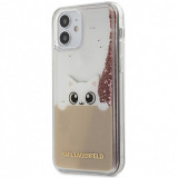 Husa TPU Karl Lagerfeld Liquid Glitter Peek a Boo pentru Apple iPhone 12 mini, Roz KLHCP12SPABGNU