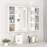 VidaXL Dulap cu oglindă și LED, alb, 76x15x55 cm 808855