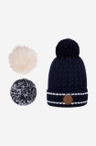 Cabaia caciula Balmoral Vegan culoarea albastru marin, din tricot gros