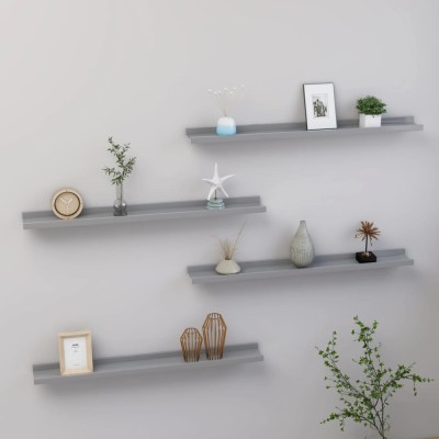 vidaXL Rafturi de perete, 4 buc., gri, 80x9x3 cm 326676 foto