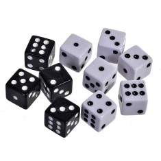 Set Zaruri Joc Casino, 5 Seturi, Alb/Negru, Plastic