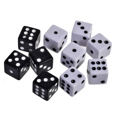 Set Zaruri Joc Casino, 5 Seturi, Alb/Negru, Plastic foto