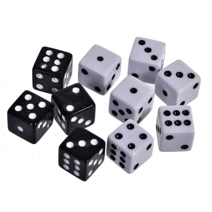 Set Zaruri Joc Casino, 5 Seturi, Alb/Negru, Plastic
