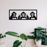 Decoratiune de perete, Three Monkeys-S, metal, 50 x 18 cm, negru, Enzo