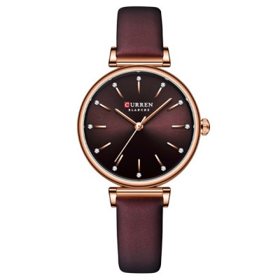 Curren Ceas dama Casual Quartz Piele Coffe foto