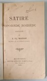 SATIRE POPORANE ROMANE , adunate de S. FL. MARIAN , 1893 *COPERTA RESTAURATA , *LIPSA O FILA DIN CUPRINS