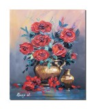 Cumpara ieftin Tablou cu trandafiri pictat manual stilizat, 60x50cm acril pe panza 3D, Kenny Varniote
