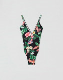 Costum de baie intreg cu imprimeu floral Pull&amp;Bear, Multicolor, XS