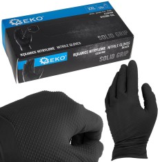 Manusi de protectie din nitril Solid Grip, negru, marimea XXL, 50 bucati, Geko G75200-XXL