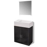 Cumpara ieftin Set mobilier baie format din 3 piese cu chiuveta inclusa, Negru