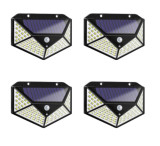 Set 4 x Lampi solare 100 LED cu senzor de miscare, 600LM, 3 moduri de functionare, 1800mAh