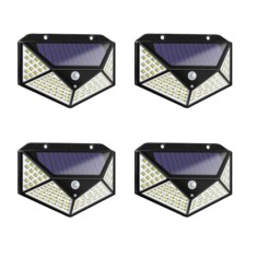 Set 4 x Lampi solare 100 LED cu senzor de miscare, 600LM, 3 moduri de functionare, 1800mAh