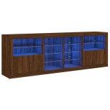 Cumpara ieftin Servanta cu lumini LED, stejar maro, 202x37x67 cm