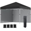 Pavilion pentru gradina/terasa, material Oxford, cu tarusi, corzi ancorare, contragreutati, geanta, reglabil, negru, 2.97x2.97x2.74 cm, ART