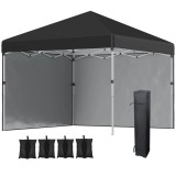 Pavilion pentru gradina/terasa, material Oxford, cu tarusi, corzi ancorare, contragreutati, geanta, reglabil, negru, 2.97x2.97x2.74 cm GartenVIP DiyLi