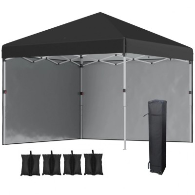 Pavilion pentru gradina/terasa, material Oxford, cu tarusi, corzi ancorare, contragreutati, geanta, reglabil, negru, 2.97x2.97x2.74 cm foto