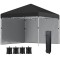 Pavilion pentru gradina/terasa, material Oxford, cu tarusi, corzi ancorare, contragreutati, geanta, reglabil, negru, 2.97x2.97x2.74 cm