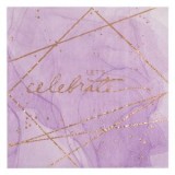 Șervețele de masă cu 2 straturi, Lila Marble cu folie aurie, 33x33cm - 12 buc, CMCLASS