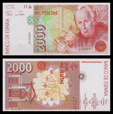 SPANIA █ bancnota █ 2000 Pesetas █ 1992 █ P-162 █ UNC █ necirculata foto