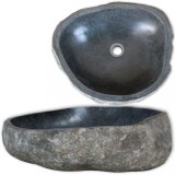 VidaXL Chiuvetă din piatră de r&acirc;u, 38-45 cm, ovală