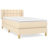 Cumpara ieftin Pat box spring cu saltea, crem, 100x200 cm, textil