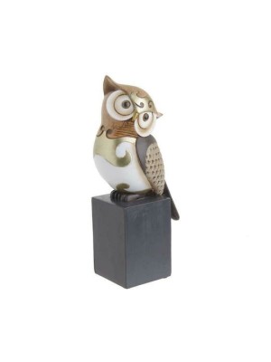 Bufnita decor din rasina Brown Golden foto