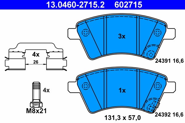 ATE 13.0460-2715.2 set placute frana,frana disc