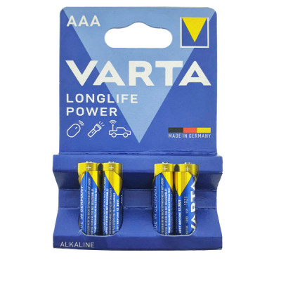 Set 4 baterii alcaline LR03, Varta Longlife Power AAA, 1.5V, in blister foto