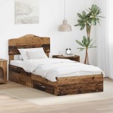 VidaXL Cadru de pat cu headboard Lemn vechi 100 x 200 cm Lemn compozit 3413236