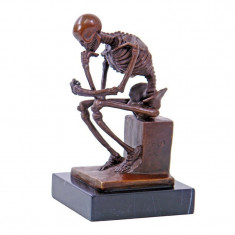 Skeleton-statueta din bronz pe soclu din marmura SL32 foto