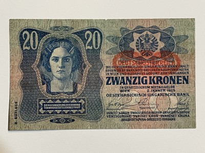 Bancnota AUSTRIA UNGARIA 20 COROANE KRONEN 1913 (2) foto